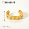 Wholesale Stainless Steel Open Bracelet With Retro Style 18K Gold Plated Vacuum Real Gold Electroplating In Pvd Furnace And Plant Flowers Pattern