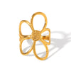 Wholesale Stainless Steel Open Floral Ring With Pvd Vacuum Plating For Women