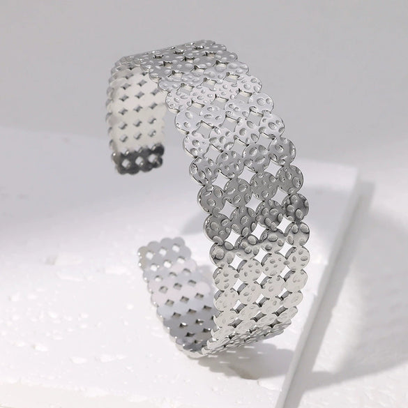 Wholesale Stainless Steel Open Geometric Light Luxury Women's Bracelet With Electroplating