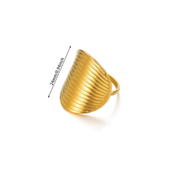 Wholesale Stainless Steel Open Irregular Ring With Insect And Geometric Pattern Electroplated Style Unisex