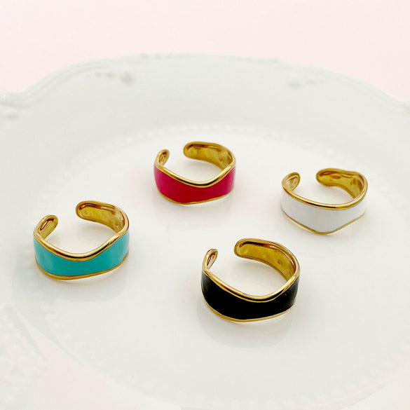 Wholesale Stainless Steel Open Ring For Women Retro Fashion Irregular Corrugated Electroplated