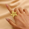 Wholesale Stainless Steel Open Ring For Women With Starfish Seashells Ginkgo Leaf Marine Motifs And Electroplating Processing