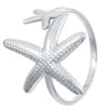 Wholesale Stainless Steel Open Ring For Women With Starfish Seashells Ginkgo Leaf Marine Motifs And Electroplating Processing