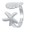 Wholesale Stainless Steel Open Ring For Women With Starfish Seashells Ginkgo Leaf Marine Motifs And Electroplating Processing