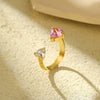 Wholesale Stainless Steel Open Ring Light Luxury Style With Colorful Love Zircon And Heart Shape Pattern Electroplated
