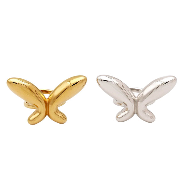 Wholesale Stainless Steel Open Ring With Exaggerated Stereo Creative Butterfly Design For Women Electroplated