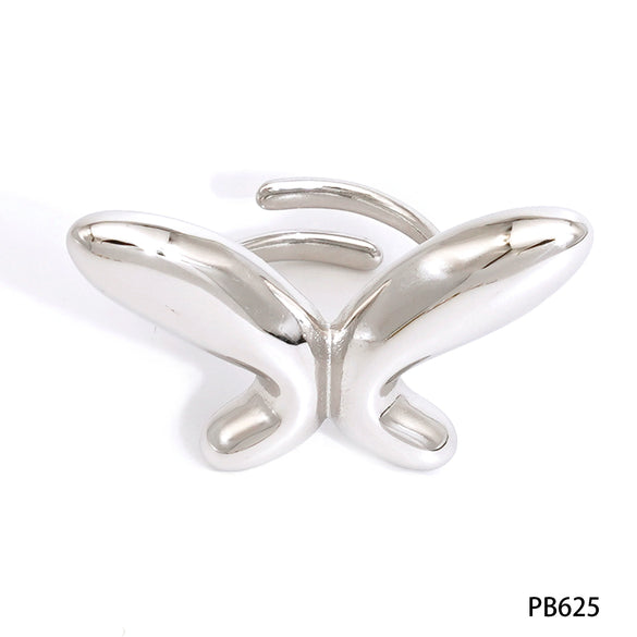 Wholesale Stainless Steel Open Ring With Exaggerated Stereo Creative Butterfly Design For Women Electroplated