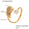 Wholesale 316L Stainless Steel Open Ring With Geometric And Heart Shapes Electroplated Jewelry For Women