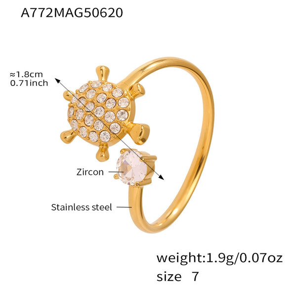 Wholesale 316L Stainless Steel Open Ring With Geometric And Heart Shapes Electroplated Jewelry For Women