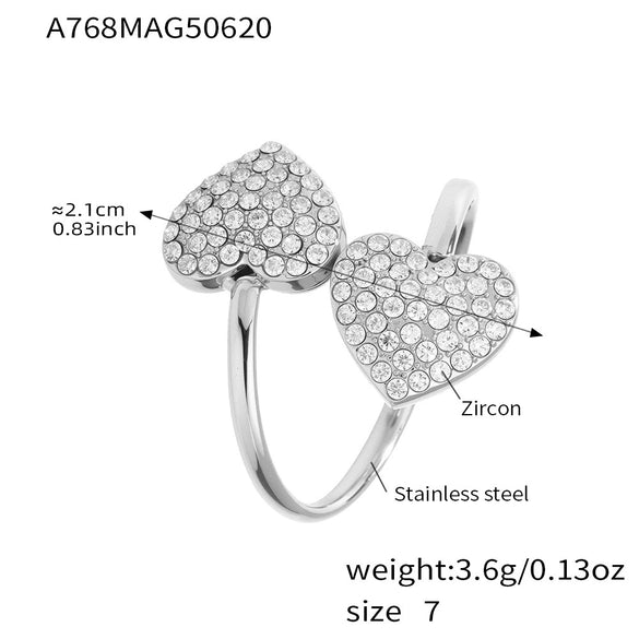 Wholesale 316L Stainless Steel Open Ring With Geometric And Heart Shapes Electroplated Jewelry For Women