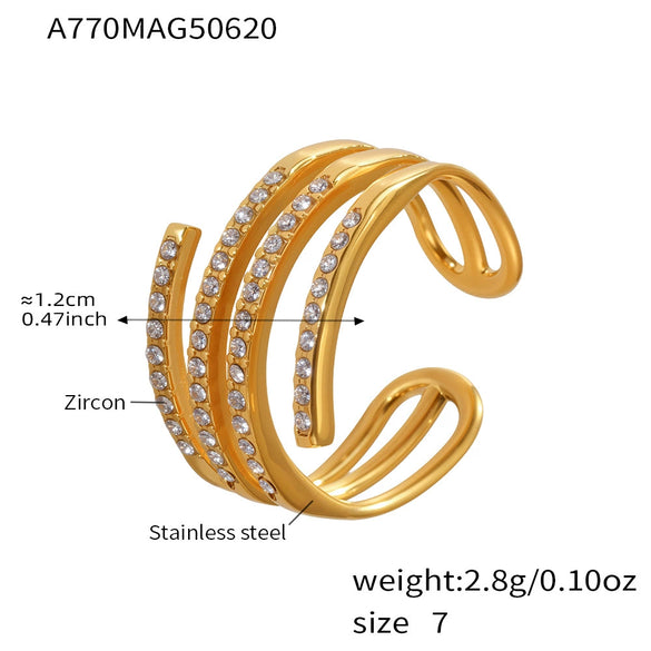Wholesale 316L Stainless Steel Open Ring With Geometric And Heart Shapes Electroplated Jewelry For Women