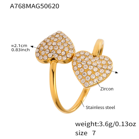 Wholesale 316L Stainless Steel Open Ring With Geometric And Heart Shapes Electroplated Jewelry For Women