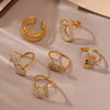 Wholesale 316L Stainless Steel Open Ring With Geometric And Heart Shapes Electroplated Jewelry For Women