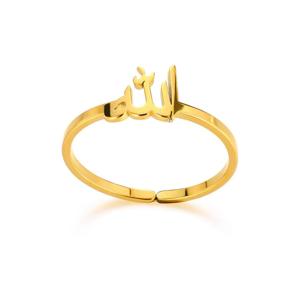 Wholesale Stainless Steel Open Ring With Geometric Letters For Men And Women Electroplated