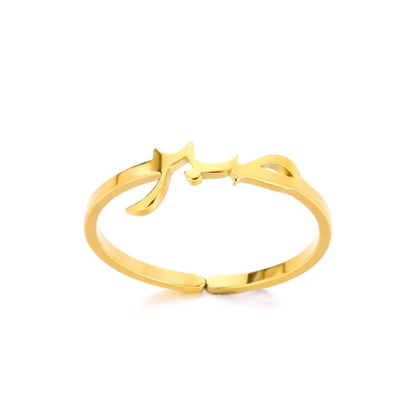 Wholesale Stainless Steel Open Ring With Geometric Letters For Men And Women Electroplated