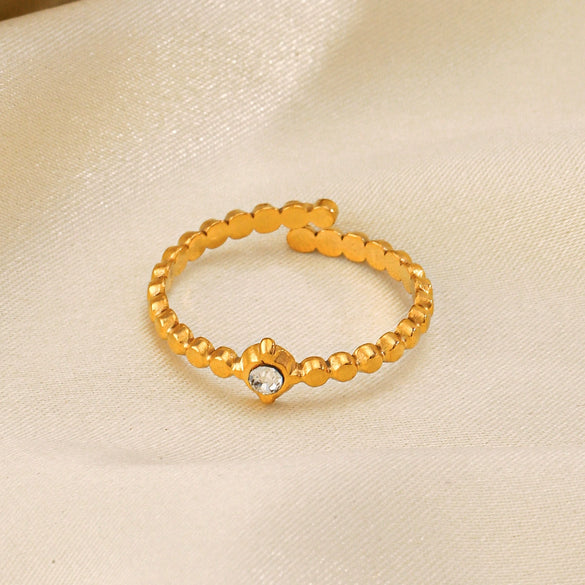 Wholesale Stainless Steel Open Ring With Geometric Pattern 18K Gold Plated For Women