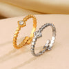 Wholesale Stainless Steel Open Ring With Geometric Pattern 18K Gold Plated For Women