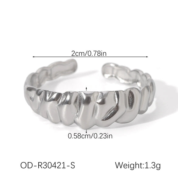 Wholesale Stainless Steel Open Ring With Geometric Shape Oildropping Pvd Vacuum Plating Hand Jewelry For Women Ins Style