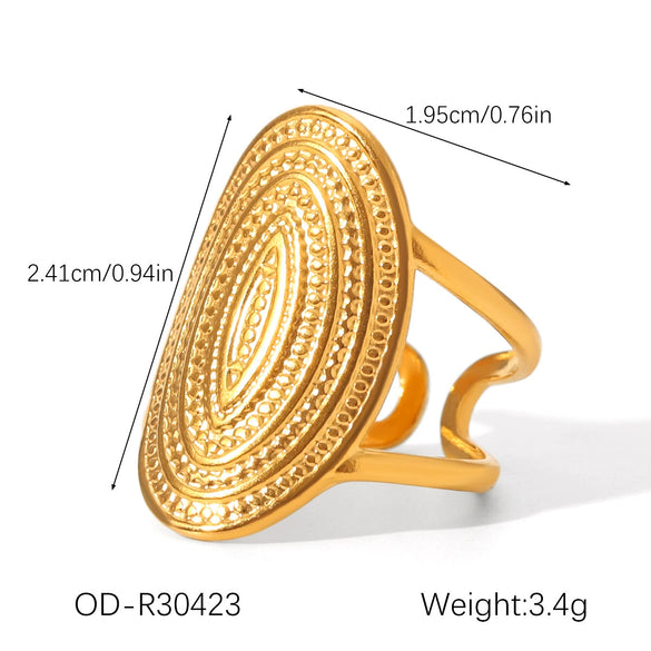 Wholesale Stainless Steel Open Ring With Geometric Shape Oildropping Pvd Vacuum Plating Hand Jewelry For Women Ins Style