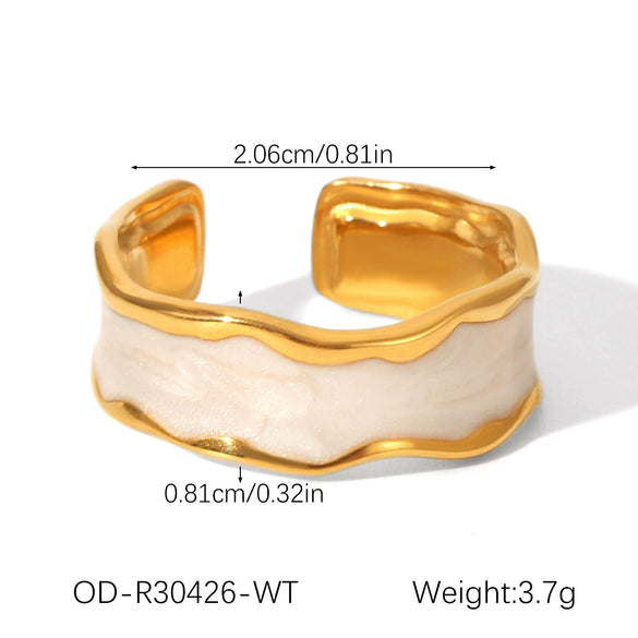 Wholesale Stainless Steel Open Ring With Geometric Shape Oildropping Pvd Vacuum Plating Hand Jewelry For Women Ins Style