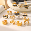 Wholesale Stainless Steel Open Ring With Geometric Shape Oildropping Pvd Vacuum Plating Hand Jewelry For Women Ins Style