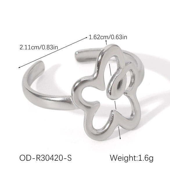Wholesale Stainless Steel Open Ring With Geometric Shape Oildropping Pvd Vacuum Plating Hand Jewelry For Women Ins Style