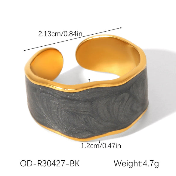 Wholesale Stainless Steel Open Ring With Geometric Shape Oildropping Pvd Vacuum Plating Hand Jewelry For Women Ins Style