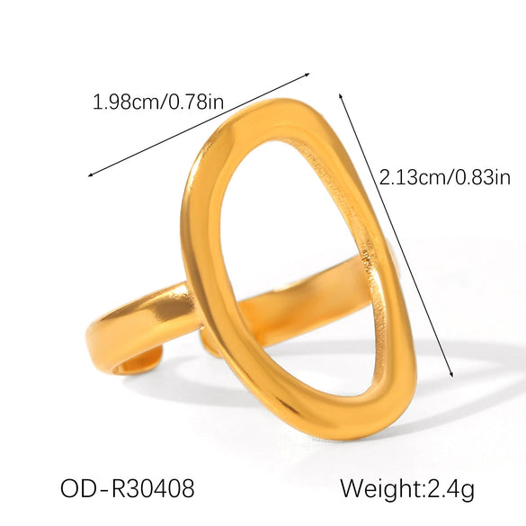Wholesale Stainless Steel Open Ring With Geometric Shape Oildropping Pvd Vacuum Plating Hand Jewelry For Women Ins Style