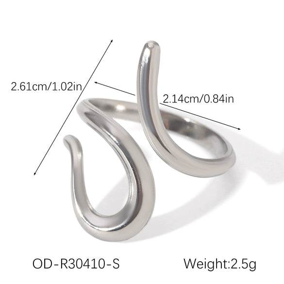 Wholesale Stainless Steel Open Ring With Geometric Shape Oildropping Pvd Vacuum Plating Hand Jewelry For Women Ins Style