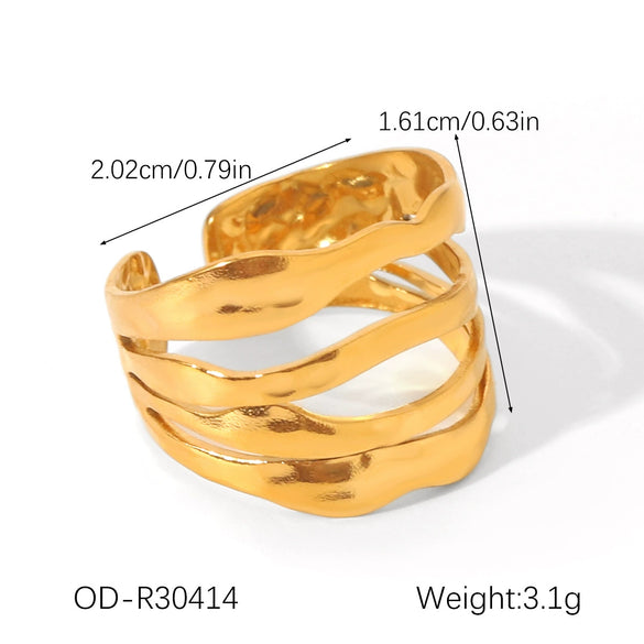Wholesale Stainless Steel Open Ring With Geometric Shape Oildropping Pvd Vacuum Plating Hand Jewelry For Women Ins Style