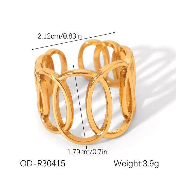 Wholesale Stainless Steel Open Ring With Geometric Shape Oildropping Pvd Vacuum Plating Hand Jewelry For Women Ins Style