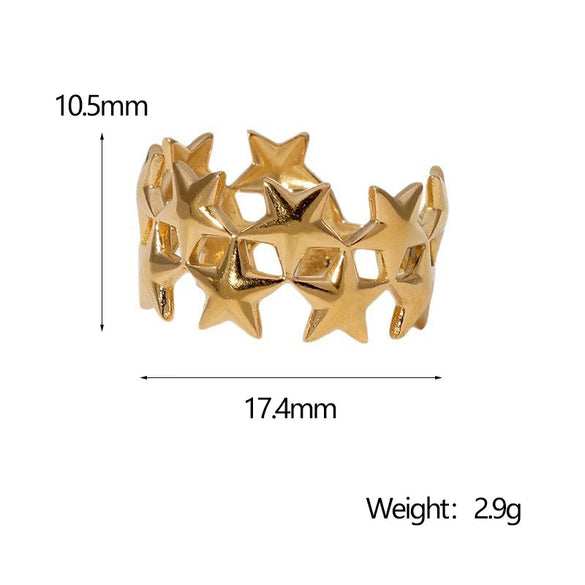 Wholesale Stainless Steel Open Ring With Geometric Shape Simple Retro Niche Design Electroplated 18K Gold For Women Non Fading