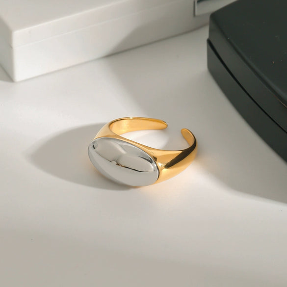 Wholesale Stainless Steel Open Ring With Gold And Silver Color Matching Geometric Style Electroplated For Women