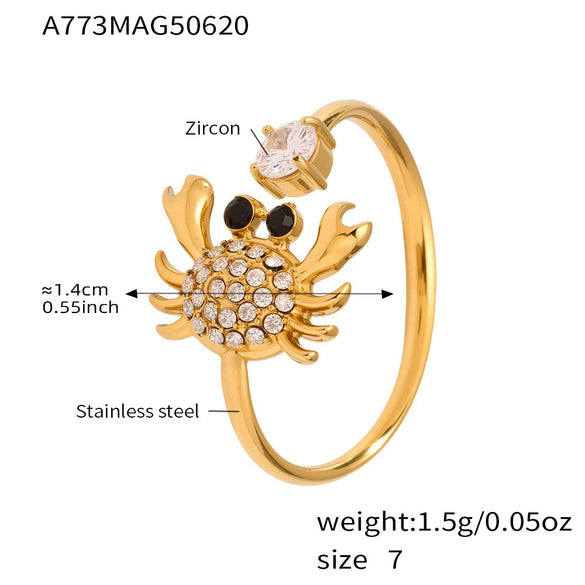 Wholesale Stainless Steel Open Ring With Heart And Geometric Shapes Electroplated Non Fading Niche Design Women's Jewelry