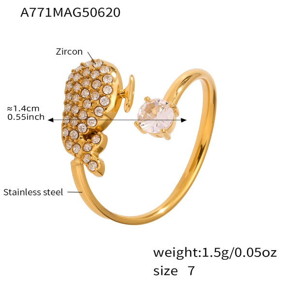 Wholesale Stainless Steel Open Ring With Heart And Geometric Shapes Electroplated Non Fading Niche Design Women's Jewelry