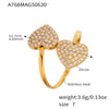 Wholesale Stainless Steel Open Ring With Heart And Geometric Shapes Electroplated Non Fading Niche Design Women's Jewelry
