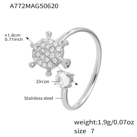 Wholesale Stainless Steel Open Ring With Heart And Geometric Shapes Electroplated Non Fading Niche Design Women's Jewelry