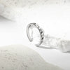 Wholesale Stainless Steel Open Ring With Leaves Embossed Fashion Style Unisex