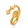 Wholesale Stainless Steel Open Ring With Leaves Pattern 18K Gold Plated For Women