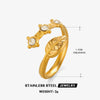 Wholesale Stainless Steel Open Ring With Leaves Pattern 18K Gold Plated For Women