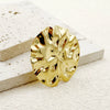 Wholesale Stainless Steel Open Ring With Plant Flowers Pattern Gold Plated