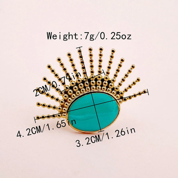Wholesale Stainless Steel Open Ring With Retro Flower Geometric Dragonfly Butterfly Sun Color Dripping And Electroplating Design