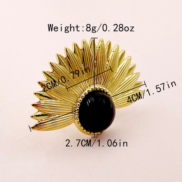 Wholesale Stainless Steel Open Ring With Retro Flower Geometric Dragonfly Butterfly Sun Color Dripping And Electroplating Design