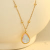 Wholesale Stainless Steel Oval Colorful Moonstone 18K Gold Plated Titanium Steel Necklace For Women