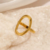 Wholesale Stainless Steel Oval Geometric Open Ring With 18K Gold Electroplating For Women