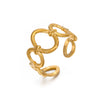 Wholesale Stainless Steel Oval Opening Adjustable Ring For Women With 18K Gold Plated Geometric Design