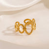 Wholesale Stainless Steel Oval Opening Adjustable Ring For Women With 18K Gold Plated Geometric Design