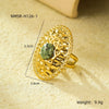 Wholesale Stainless Steel Oval Pleated Ring Inlaid With Natural Stone For Women Light Luxury Style Electroplated