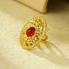Wholesale Stainless Steel Oval Pleated Ring Inlaid With Natural Stone For Women Light Luxury Style Electroplated