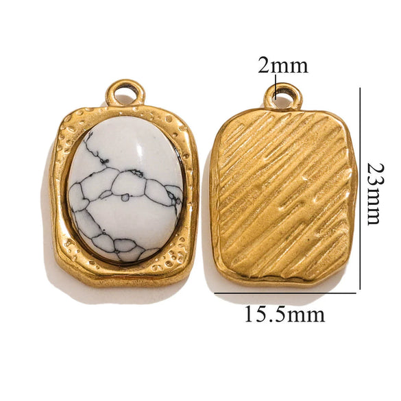 Wholesale Stainless Steel Oval Turquoise Pendant Maillard Style Personality Jewelry Pendant With Electroplating